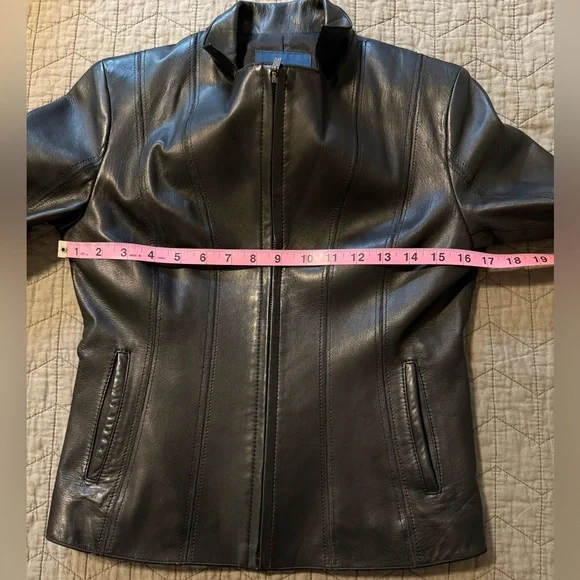 Cole Haan Black Leather Jacket - Picture 6 of 7
